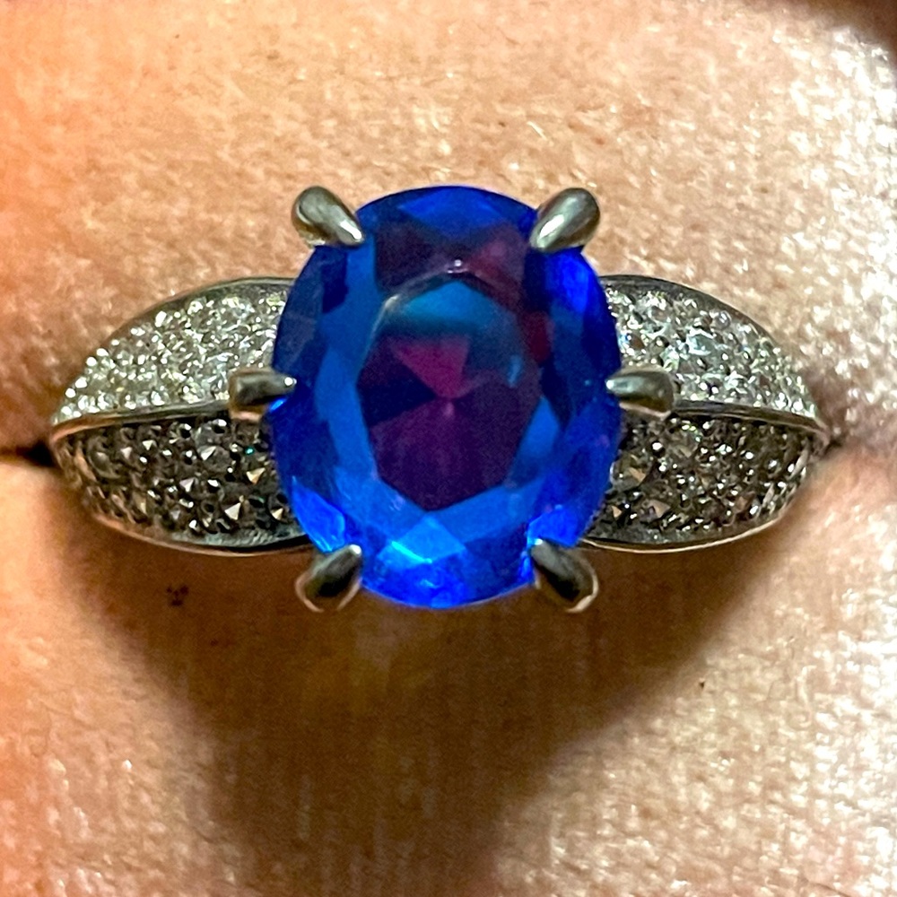 All Around Boutique AAB 925 Blue Mercury Cocktail Ring Sz9 NWOT